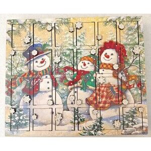 Byers’ Choice Ltd Wooden Snowman Family Advent Calendar Christmas New Open Box